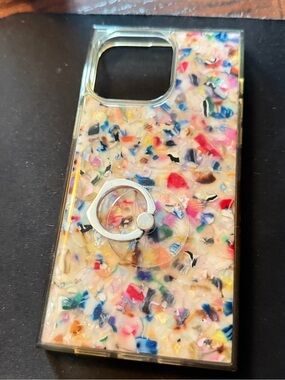 FLAUNT Square iPhone 16 Pro Max Case with Ring Grip in Rainbow Confetti